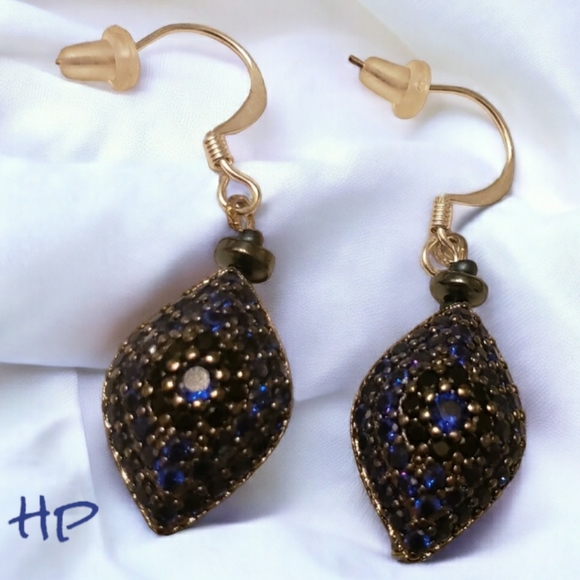 Sapphire Blue & Silver Handcrafted Dangle Earrings - Picture 5 of 9